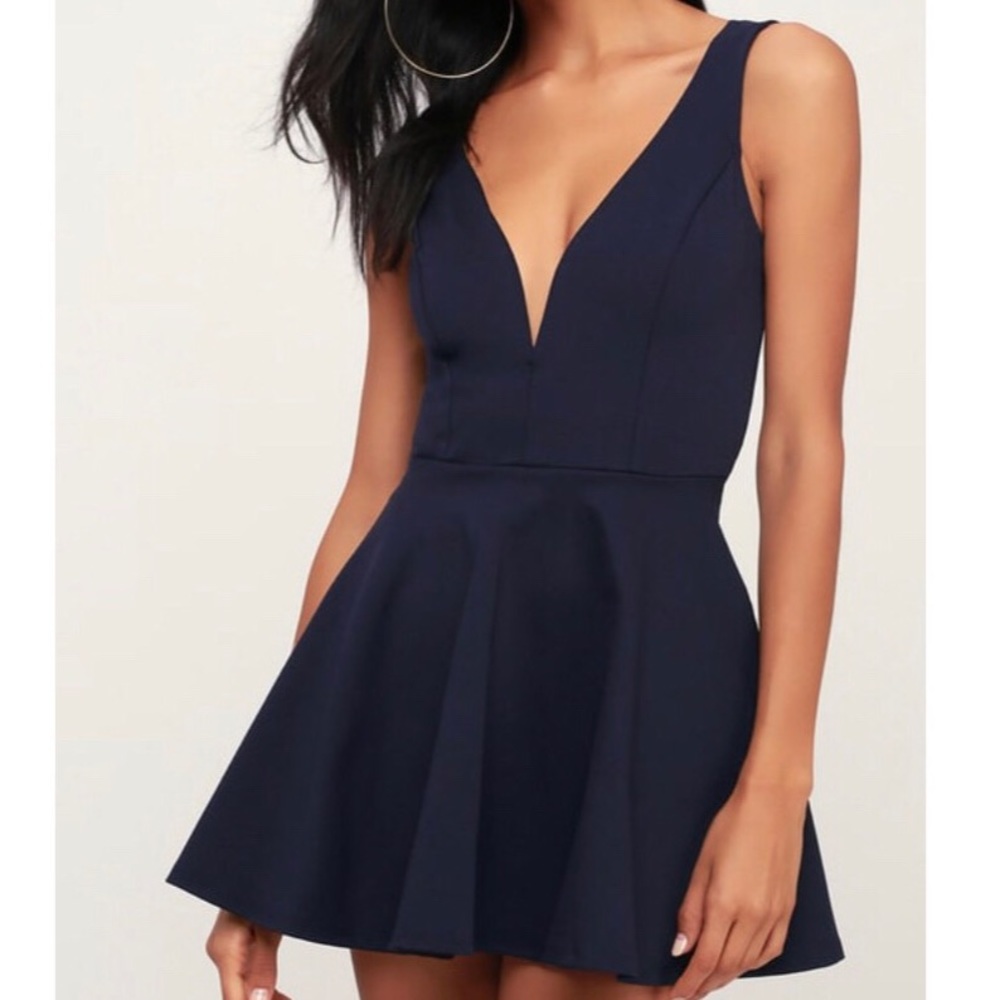 Lulus I Feel Good Navy Blue Skort Dress